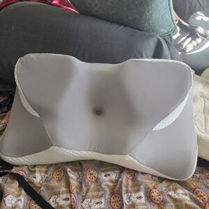 Gray and White Ergonomic Pillow